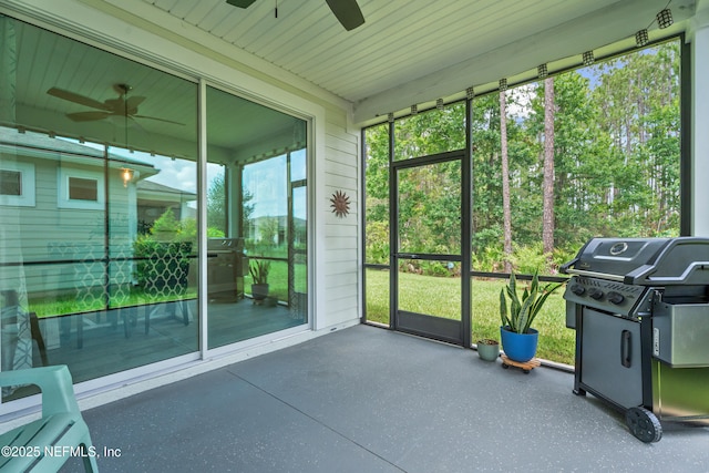 52 Key Grass Ct, Saint Johns, FL 32259 - unfurnished sunroom with ceiling fan