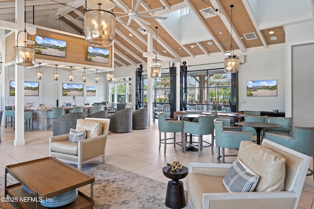 52 Key Grass Ct, Saint Johns, FL 32259 - community lobby with high vaulted ceiling and a wood ceiling with exposed beams