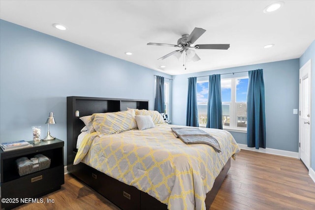 1506 Strand St, Neptune Beach, FL 32266 - bedroom with recessed lighting, wood finished floors, and a ceiling fan
