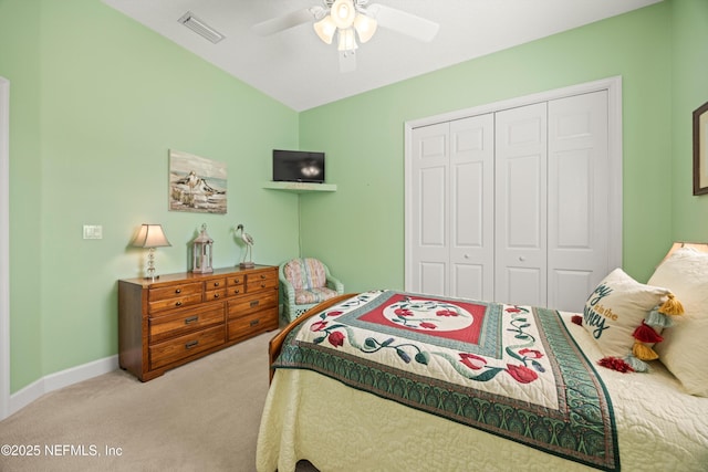 641 Donald Ross Way, Saint Augustine, FL 32092 - carpeted bedroom with a closet, ceiling fan, and vaulted ceiling