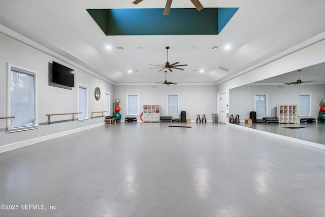 641 Donald Ross Way, Saint Augustine, FL 32092 - miscellaneous room featuring ceiling fan, finished concrete flooring, ornamental molding, and recessed lighting