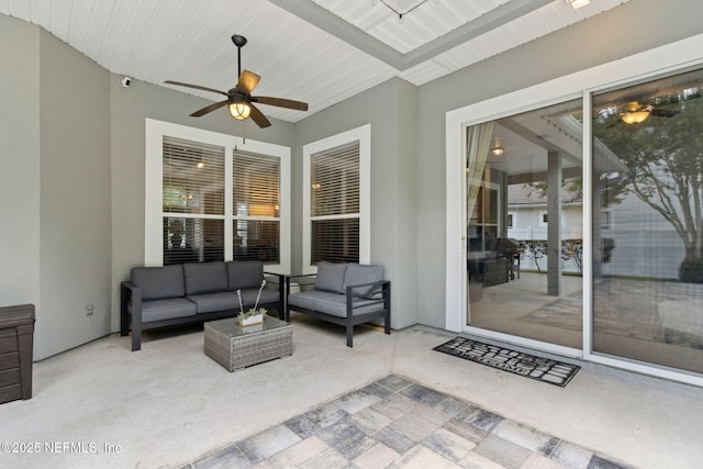 14220 Palmetto Springs St, Jacksonville, FL 32258 - view of patio featuring ceiling fan and outdoor lounge area