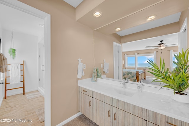 2947 S Ponte Vedra Blvd, Ponte Vedra Beach, FL 32082 - bathroom with vanity, a ceiling fan, and recessed lighting