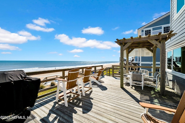 2947 S Ponte Vedra Blvd, Ponte Vedra Beach, FL 32082 - wooden terrace featuring view of water and beach