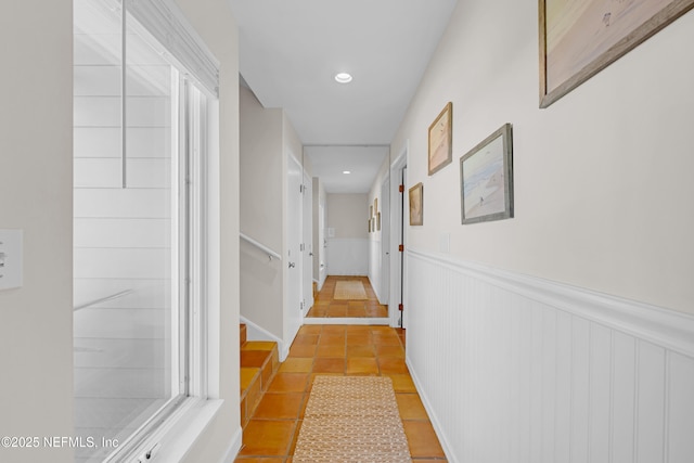 2947 S Ponte Vedra Blvd, Ponte Vedra Beach, FL 32082 - corridor with light tile patterned flooring, wainscoting, and recessed lighting