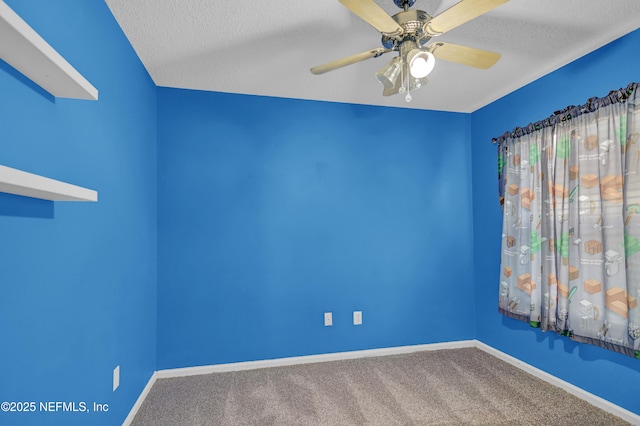 1908 Longneedle Ln, Middleburg, FL 32068 - unfurnished room with carpet, baseboards, a ceiling fan, and a textured ceiling