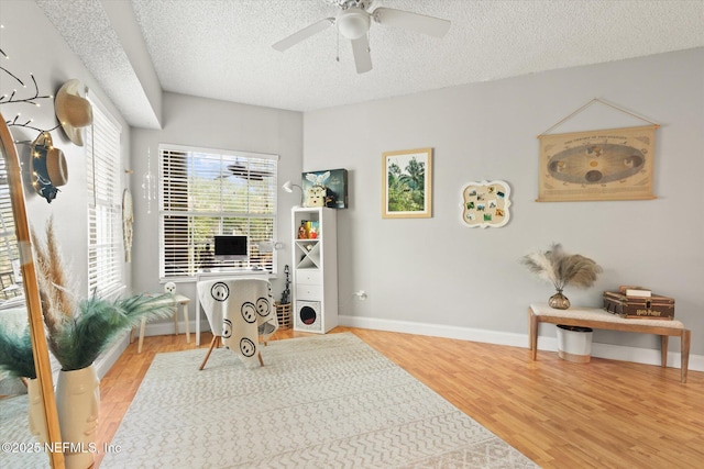 4000 Grande Vista Blvd Unit 15-206, Saint Augustine, FL 32084 - home office featuring wood finished floors, a textured ceiling, and a ceiling fan