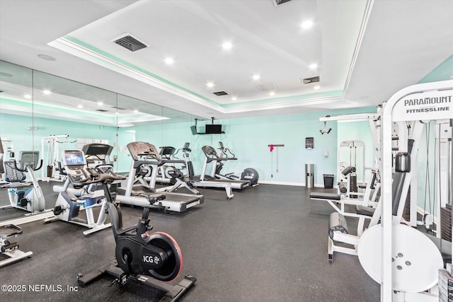 4000 Grande Vista Blvd Unit 15-206, Saint Augustine, FL 32084 - exercise room featuring a raised ceiling and recessed lighting