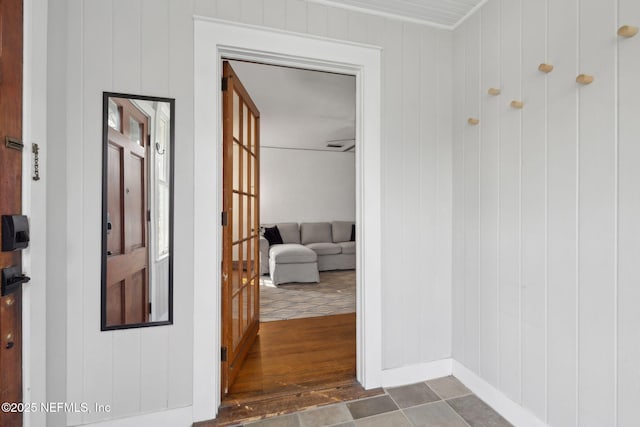 1094 Wolfe St, Jacksonville, FL 32205 - hall with baseboards and wooden walls