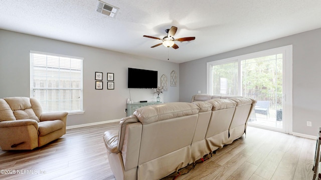 1441 Laurel Oak Dr, Fleming Island, FL 32003 - living room featuring light wood finished floors, ceiling fan, and baseboards