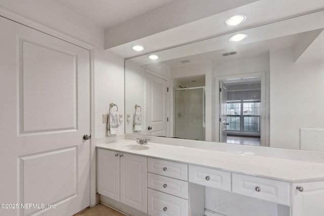 400 E Bay St Unit 401, Jacksonville, FL 32202 - full bath featuring a stall shower, vanity, and recessed lighting