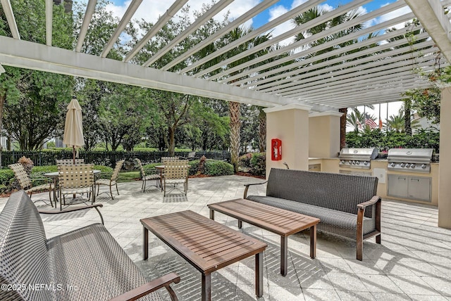 400 E Bay St Unit 401, Jacksonville, FL 32202 - view of patio / terrace featuring outdoor dining area, an outdoor living space, area for grilling, and a pergola