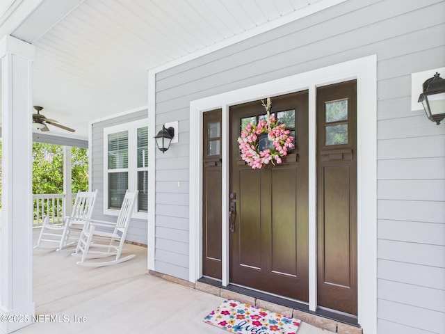 96168 High Pointe Dr, Fernandina Beach, FL 32034 - entrance to property featuring covered porch and a ceiling fan