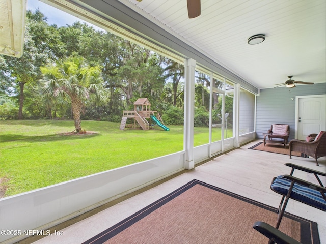 96168 High Pointe Dr, Fernandina Beach, FL 32034 - sunroom / solarium featuring ceiling fan