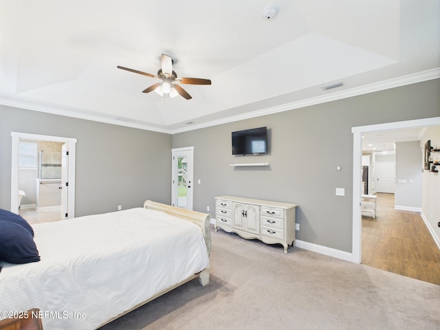96168 High Pointe Dr, Fernandina Beach, FL 32034 - bedroom with a raised ceiling, ornamental molding, and a ceiling fan