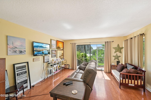 3960 A1A S Unit 505, Saint Augustine Beach, FL 32080 - living room featuring a textured ceiling and wood finished floors