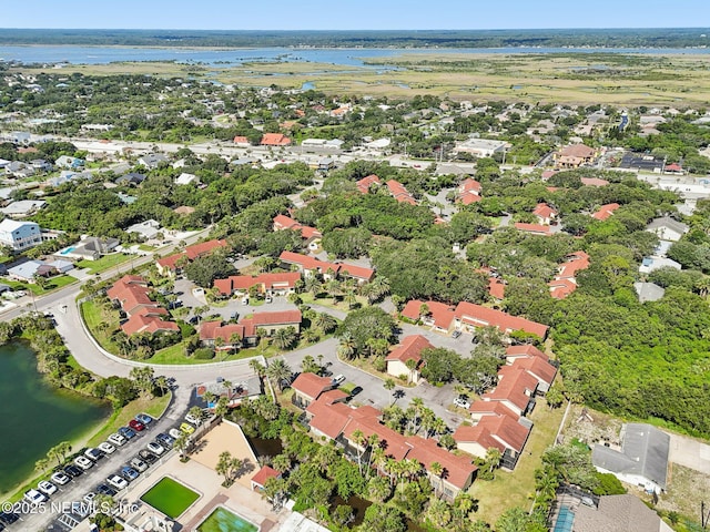 3960 A1A S Unit 505, Saint Augustine Beach, FL 32080 - aerial view of property and surrounding area featuring a large body of water and nearby suburban area