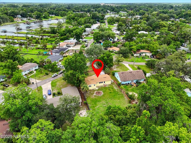 1206 Nightingale Ct, Jacksonville, FL 32216 - aerial overview of property's location featuring a nearby body of water and nearby suburban area