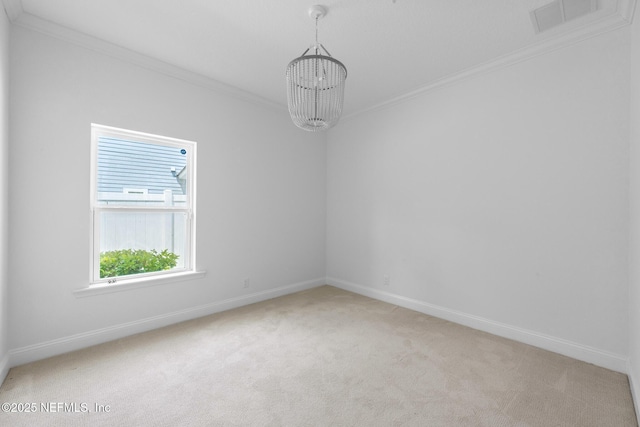 97082 Harbor Concourse Cir, Fernandina Beach, FL 32034 - spare room with a chandelier, crown molding, and light colored carpet