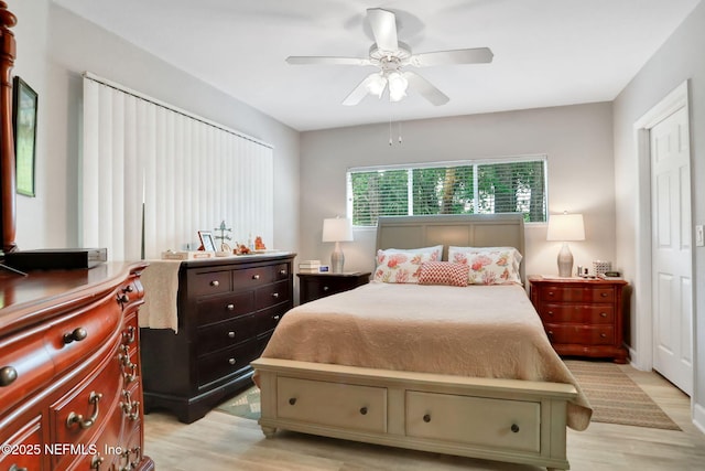 1800 The Greens Way Unit 605, Jacksonville Beach, FL 32250 - bedroom featuring light wood-style floors and a ceiling fan