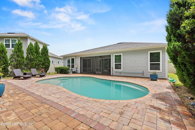 3024 Las Calinas Blvd, Saint Augustine, FL 32095 - view of swimming pool with a sunroom, a patio, and ceiling fan