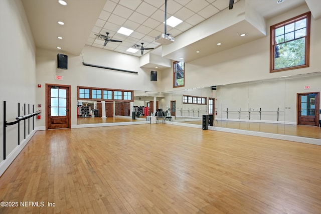 3024 Las Calinas Blvd, Saint Augustine, FL 32095 - workout area with a high ceiling, a drop ceiling, and wood-type flooring