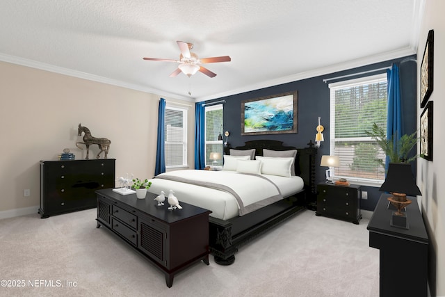 3024 Las Calinas Blvd, Saint Augustine, FL 32095 - bedroom featuring light carpet, crown molding, and a ceiling fan