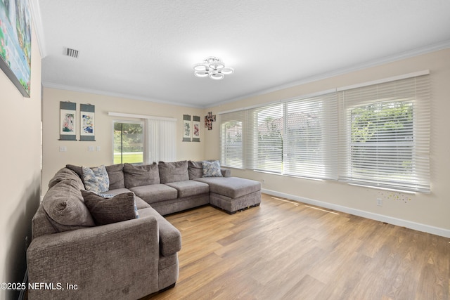 8 Village Cir, Palm Coast, FL 32164 - living room with crown molding and light wood-style flooring