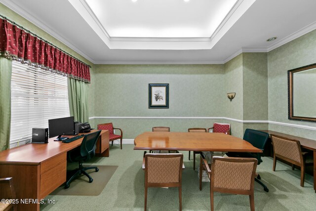 10075 Gate Pkwy N Unit 913, Jacksonville, FL 32246 - office with a tray ceiling, carpet floors, and ornamental molding