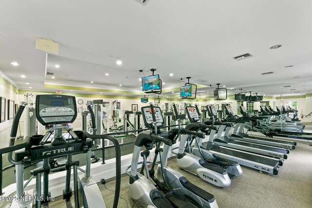 10075 Gate Pkwy N Unit 913, Jacksonville, FL 32246 - workout area featuring crown molding and recessed lighting