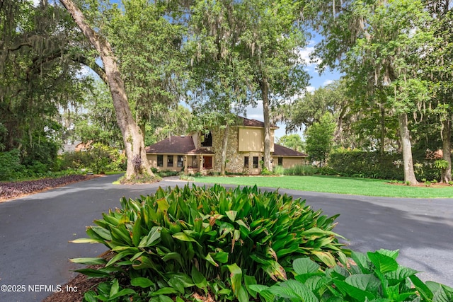 970 Fruit Cove Rd, Saint Johns, FL 32259 - view of front of property with stucco siding, a front yard, and asphalt driveway