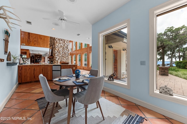 970 Fruit Cove Rd, Saint Johns, FL 32259 - dining space featuring light tile patterned flooring, a ceiling fan, and recessed lighting