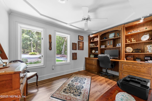 970 Fruit Cove Rd, Saint Johns, FL 32259 - office space with ornamental molding, a ceiling fan, and wood finished floors
