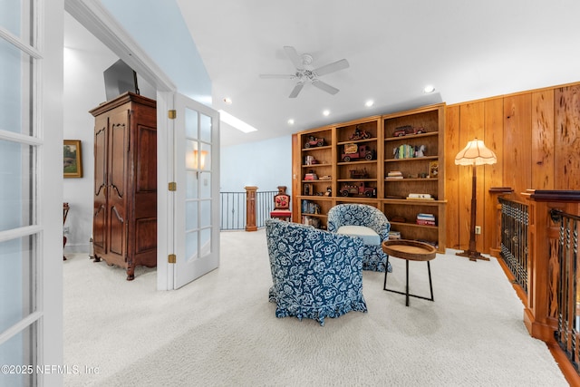 970 Fruit Cove Rd, Saint Johns, FL 32259 - sitting room featuring carpet flooring, recessed lighting, a ceiling fan, and french doors