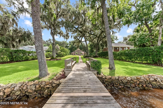 970 Fruit Cove Rd, Saint Johns, FL 32259 - dock area featuring a lawn, a gazebo, and a water view