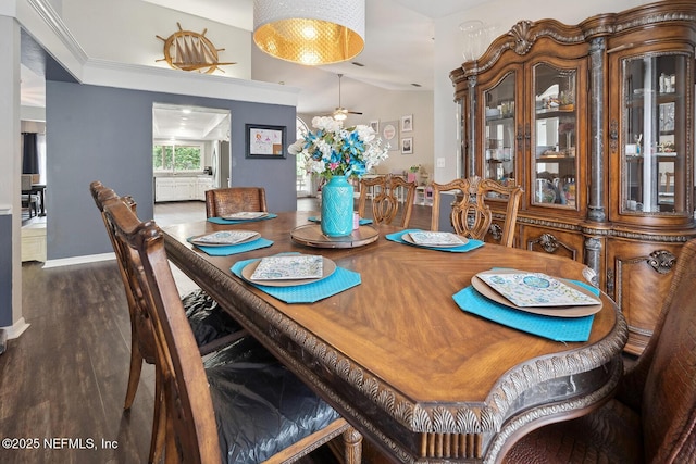 361 SE 34th St, Keystone Heights, FL 32656 - dining room featuring dark wood-style flooring and ceiling fan
