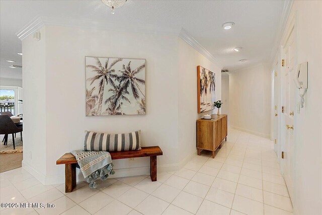 91 San Juan Dr Unit E3, Ponte Vedra Beach, FL 32082 - corridor with crown molding, recessed lighting, and light tile patterned floors
