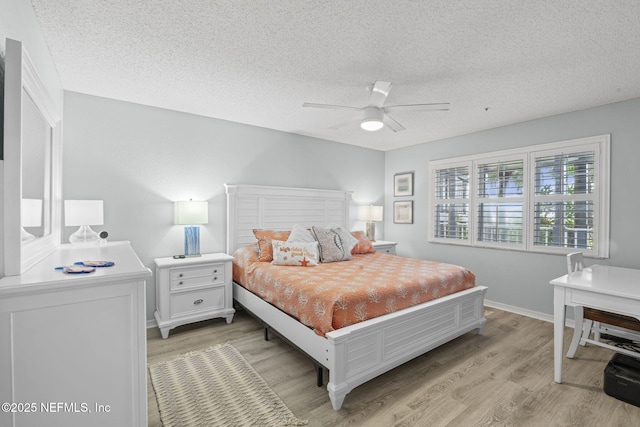 110 Ocean Hollow Ln Unit 114, Saint Augustine, FL 32084 - bedroom with a textured ceiling, light wood-style floors, and a ceiling fan