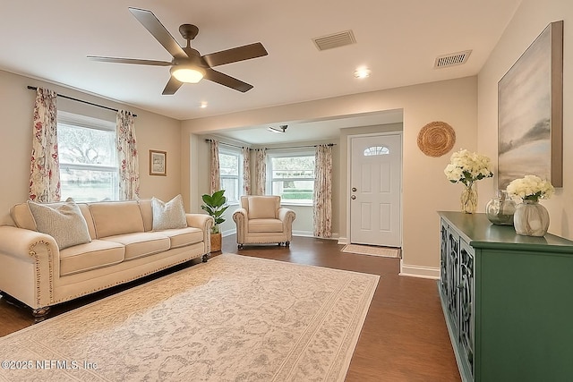 279 Selden Ave, Ormond Beach, FL 32174 - living room featuring plenty of natural light, a ceiling fan, and recessed lighting
