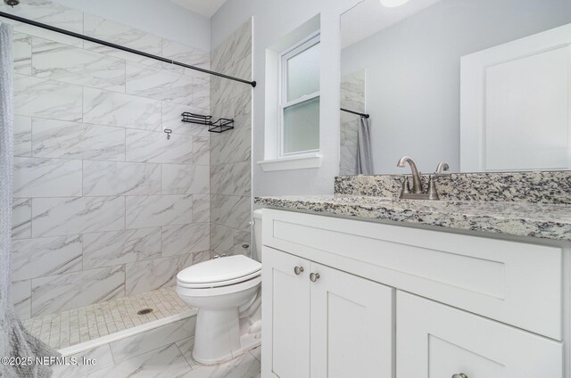4725 Melanie St, Hastings, FL 32145 - bathroom with marble finish flooring, vanity, and a tile shower