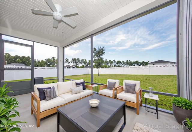 154 Moorcroft Way, Saint Augustine, FL 32092 - sunroom / solarium with a ceiling fan and an outdoor hangout area