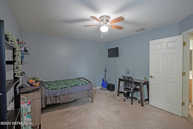 1341 River City St, Saint Augustine, FL 32092 - carpeted bedroom with a textured ceiling and ceiling fan