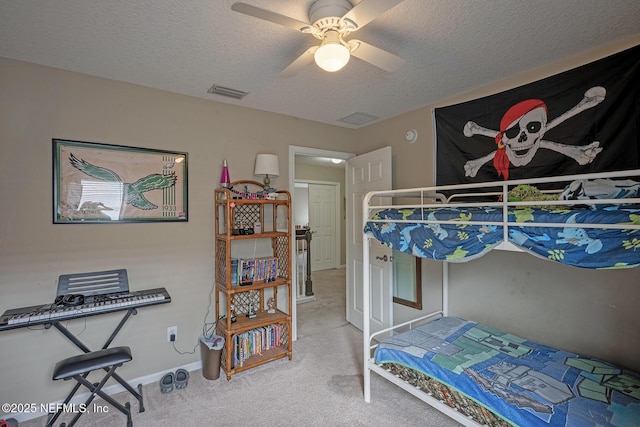 1341 River City St, Saint Augustine, FL 32092 - carpeted bedroom featuring a textured ceiling and ceiling fan