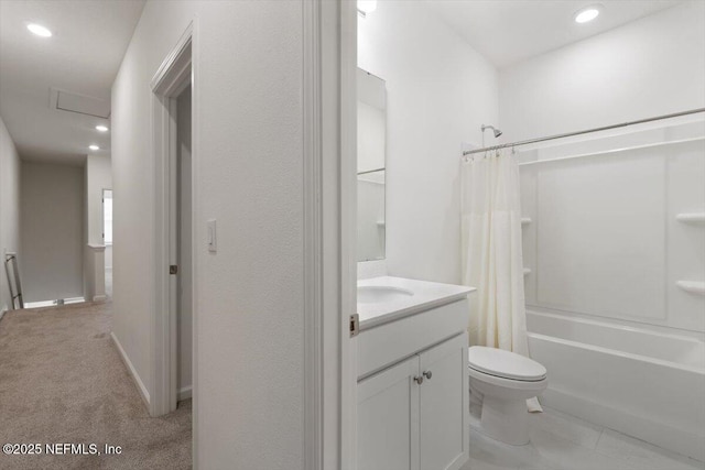 39 Thurnham Ln, Saint Augustine, FL 32092 - bathroom with vanity, shower / bathtub combination with curtain, and recessed lighting