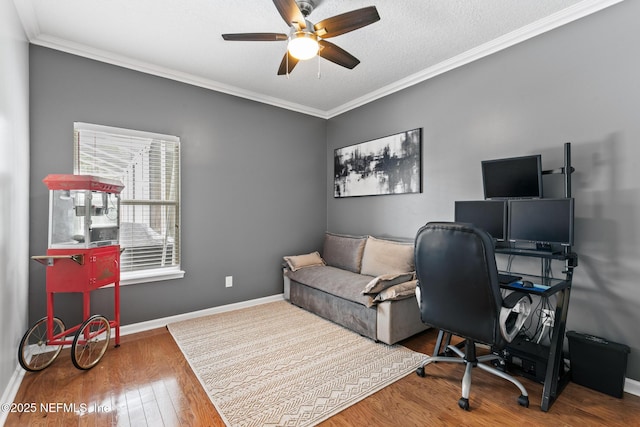 433 Big Tree Rd, Ponte Vedra Beach, FL 32082 - office space with ceiling fan, wood finished floors, and ornamental molding