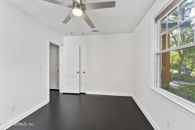 431 W 62nd St, Jacksonville, FL 32208 - empty room with ceiling fan and dark wood finished floors