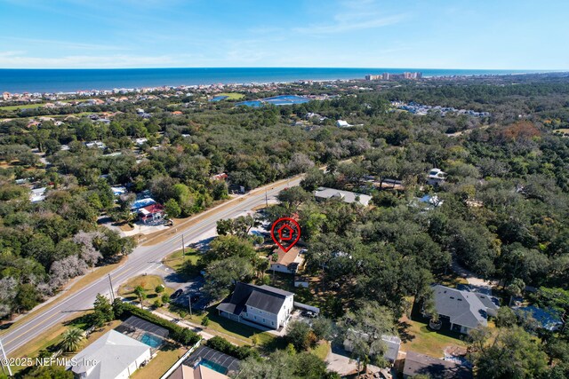 5062 N Ocean Shore Blvd, Palm Coast, FL 32137 - aerial view of property and surrounding area with a heavily wooded area and a large body of water