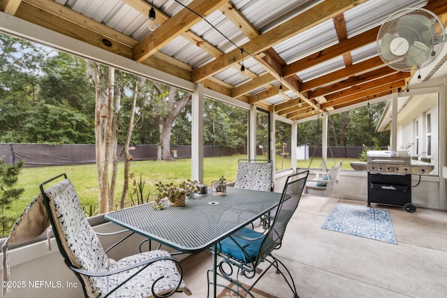 86759 Hester Dr, Yulee, FL 32097 - fenced backyard with outdoor dining space, area for grilling, a patio area, and view of scattered trees
