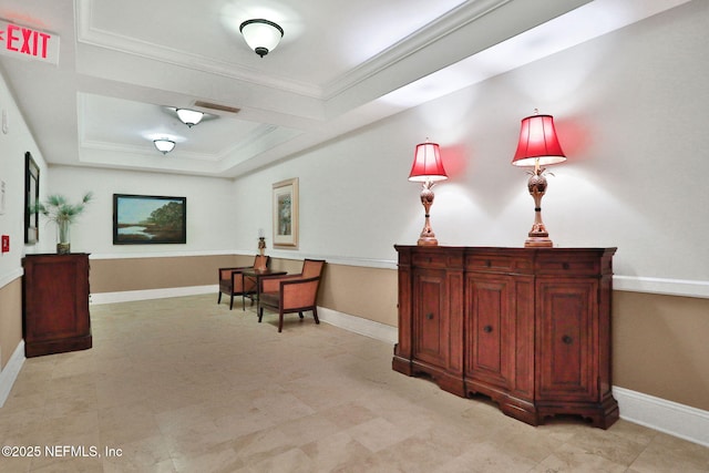 14402 Marina San Pablo Pl Unit 203, Jacksonville, FL 32224 - living area with a raised ceiling and ornamental molding