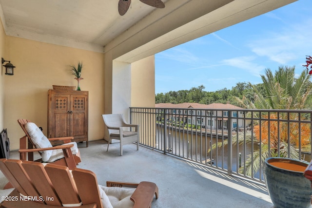 14402 Marina San Pablo Pl Unit 203, Jacksonville, FL 32224 - balcony featuring a water view and ceiling fan
